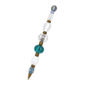 Tidepool handmade beaded pen with teal & clear glass beads and antique brass fittings