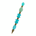 Reef handmade beaded pen with teal & jade glass beads and antique brass fittings