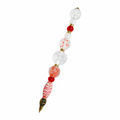 Coral Bloom handmade beaded pen with coral & clear glass beads and antique brass fittings