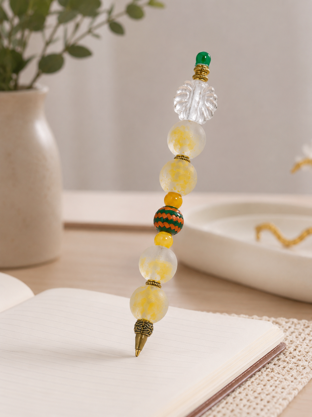 Elegant desk vignette with the Citrus Twist beaded pen